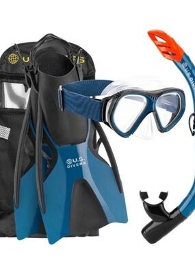 Blue Snorkel Set with Mask and Fins